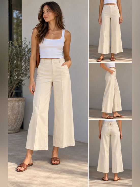 Pilcro Pants - Pilcro Anthropologie Crop Pants/Jeans Size 23Tall Cream Back Tie Lace Up NWTS